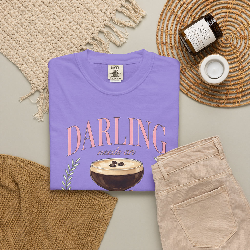 Espresso Martini T-Shirt Coffee Cocktail Gift Women Watercolor T-Shirt Martini T-Shirt Coffee Fan Cocktail Design T-Shirt Hand Drawn Pink Bow