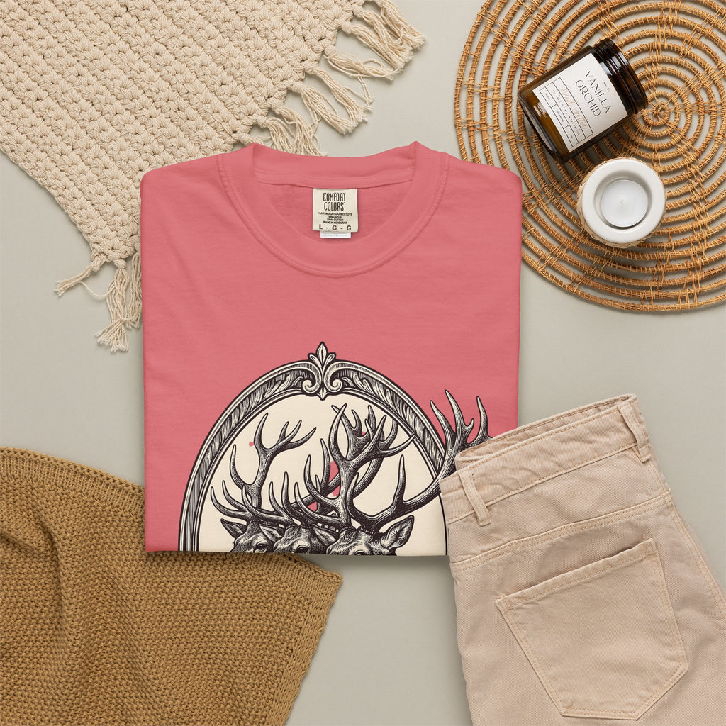 Stag Trio Boho Chic Nature Gift Vintage Deer Bohemian Fan Retro Wilderness Hand Drawn T-Shirt