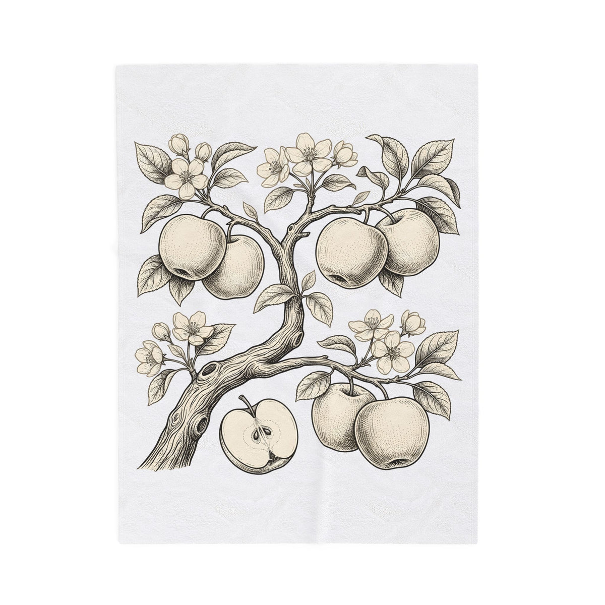Apple Tree Blanket Cottagecore Nature Gift Women Botanical Blanket Apple Blanket Rustic Fan Floral Blanket Environmental Graphic Vintage Blossom