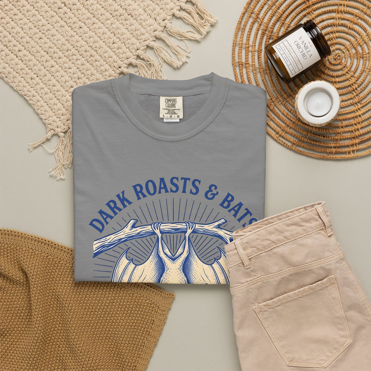Flying Bat Coffee T-Shirt Coffee Fauna Gift Women Classic T-Shirt Coffee Drink T-Shirt Coffee Fan Wildlife Graphic T-Shirt Line Art Perch Branch