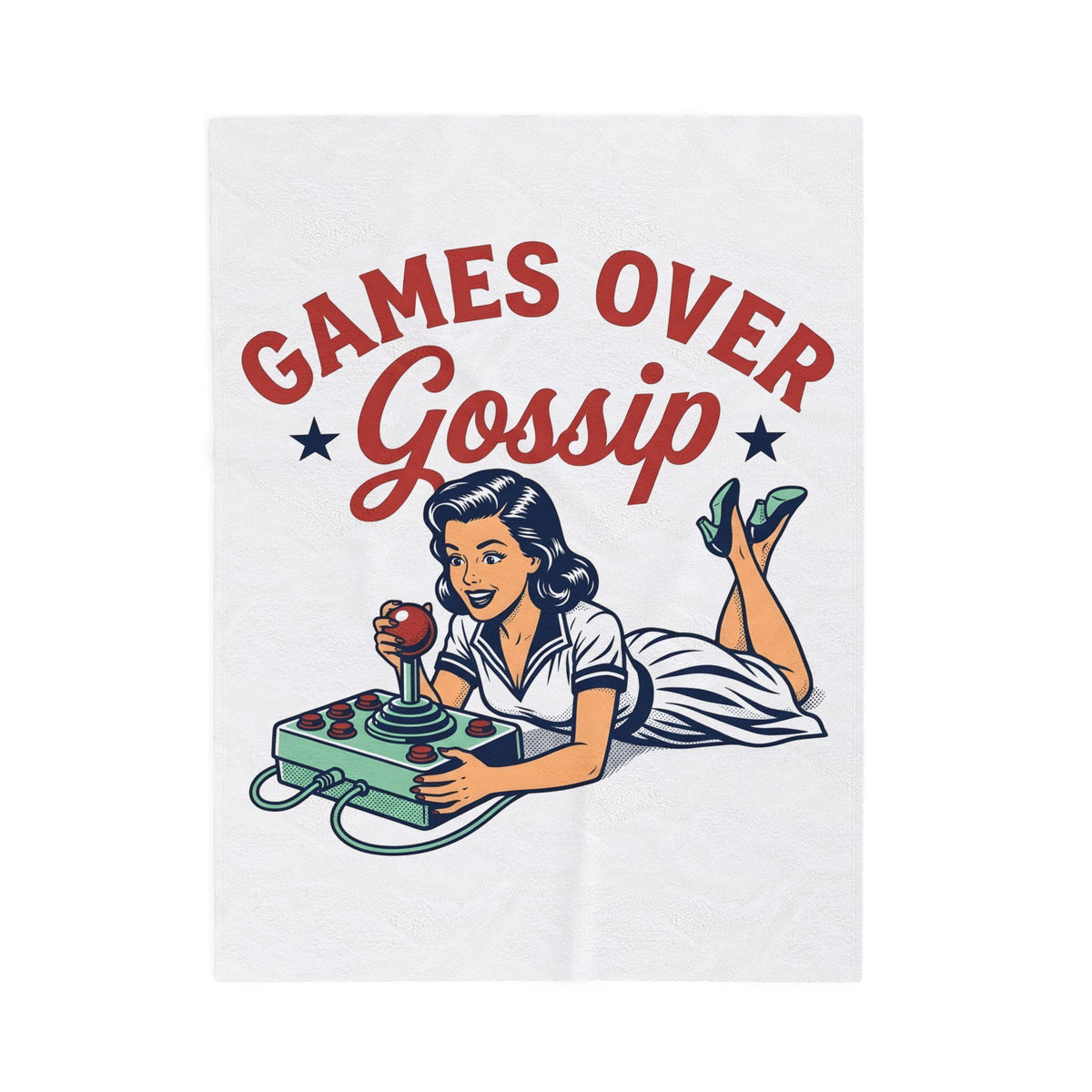 Retro Video Girl Blanket Gamer Comedy Gift Women Retro Blanket Pixel Art Blanket Gamer Fan Vintage Blanket Humor Graphic Hand Drawn Arcade Stick