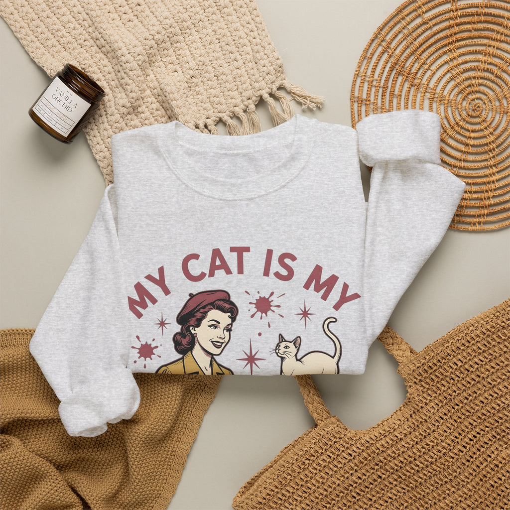 Kitty Artist Sweatshirt Cat Fauna Gift Women Antique Sweatshirt Cat Lady Sweatshirt Feline Fan Vintage Sweatshirt Wildlife Graphic Heritage Art Palette Sweatshirt