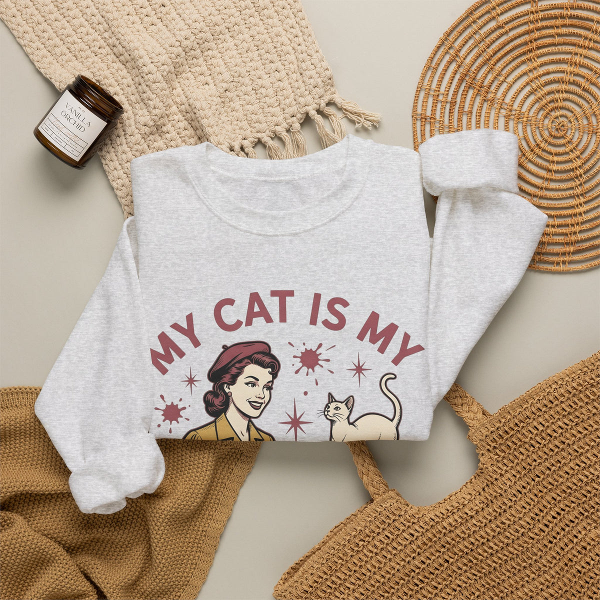 Kitty Artist Sweatshirt Cat Fauna Gift Women Antique Sweatshirt Cat Lady Sweatshirt Feline Fan Vintage Sweatshirt Wildlife Graphic Heritage Art Palette Sweatshirt