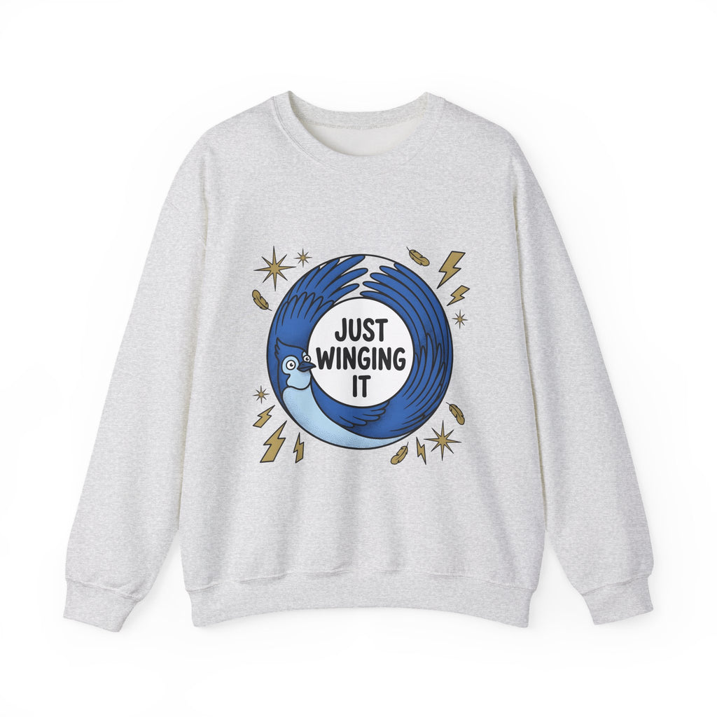 Blue Bird Drawing Sweatshirt Funny Creatures Gift Women Hand Drawn Sweatshirt Bird Sweatshirt Comedy Fan Cartoon Sweatshirt Animal Graphic Classic Electric