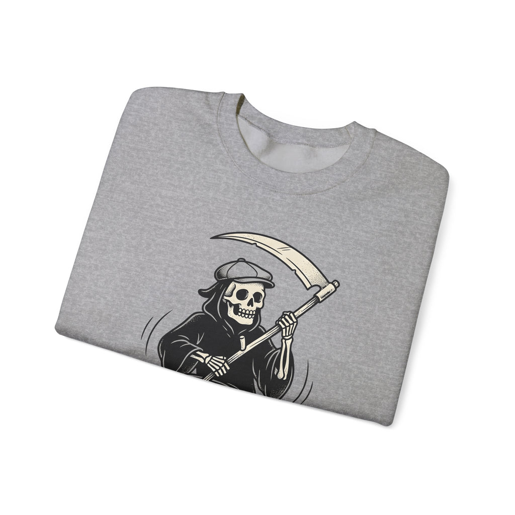 Reaper Skull Sweatshirt Halloween Cranium Gift Women Animated Sweatshirt Grim Reaper Sweatshirt Horror Fan Death Skull Graphic Sweatshirt Old School Sickle