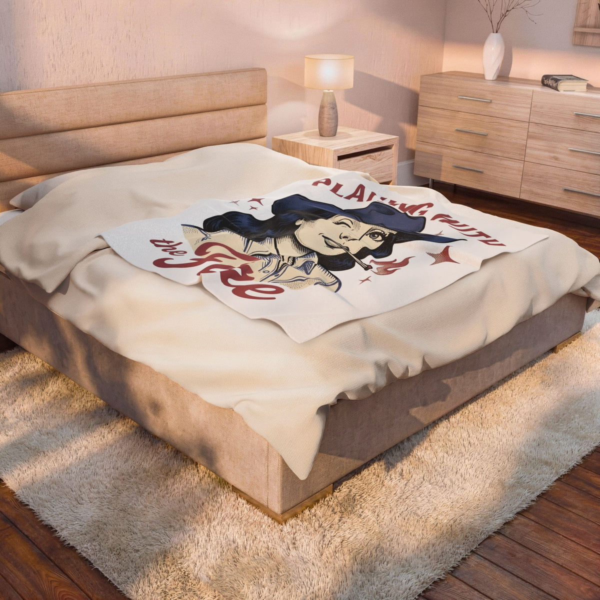 Cowgirl Portrait Cowgirl Western Gift Vintage Cowboy Rodeo Fan Rustic Retro Matchstick Blanket