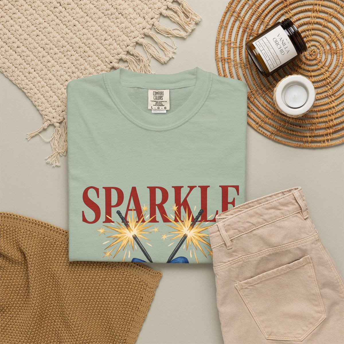 Sparkler Bow T-Shirt 4th Of July America Gift Women Hand Painted T-Shirt Sparkler T-Shirt Independence Day Fan Painted T-Shirt Patriotic Graphic