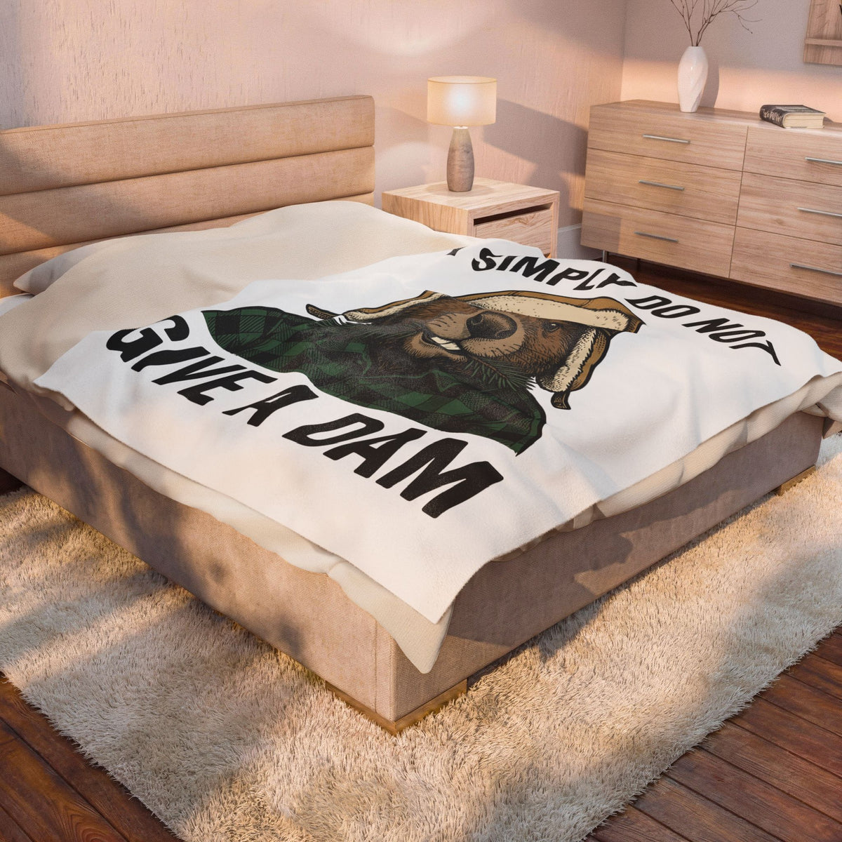 Beaver Woodsman Blanket Funny Wildlife Gift Women Comic Blanket Beaver Blanket Humor Fan Cartoon Blanket Animal Graphic Retro Checkered Blanket