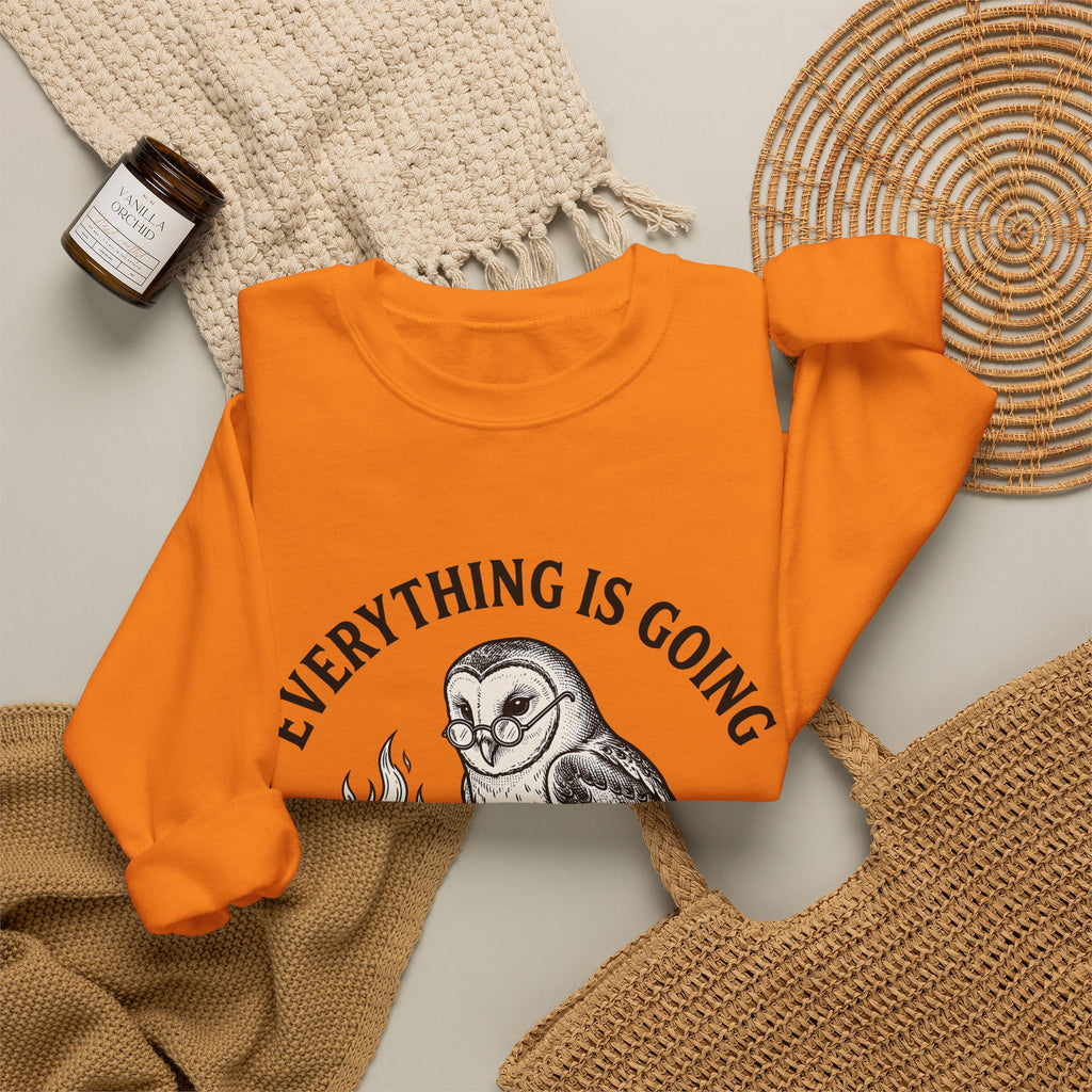 Owl Eyeglasses Sweatshirt Funny Critters Gift Women Old-Fashioned Sweatshirt Owl Sweatshirt Humor Fan Vintage Sweatshirt Creature Graphic Outline Blazing Book
