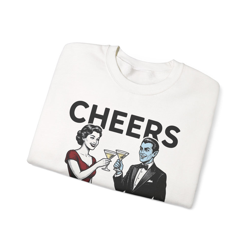 Vampire Duo Sweatshirt Halloween Event Gift Women Antique Sweatshirt Vampire Couple Sweatshirt Horror Fan Spooky Sweatshirt Party Graphic Old School Wine Glass