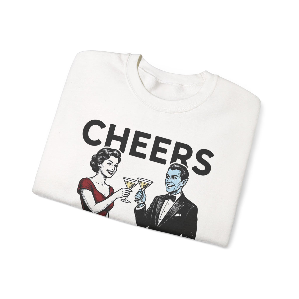 Vampire Duo Sweatshirt Halloween Event Gift Women Antique Sweatshirt Vampire Couple Sweatshirt Horror Fan Spooky Sweatshirt Party Graphic Old School Wine Glass