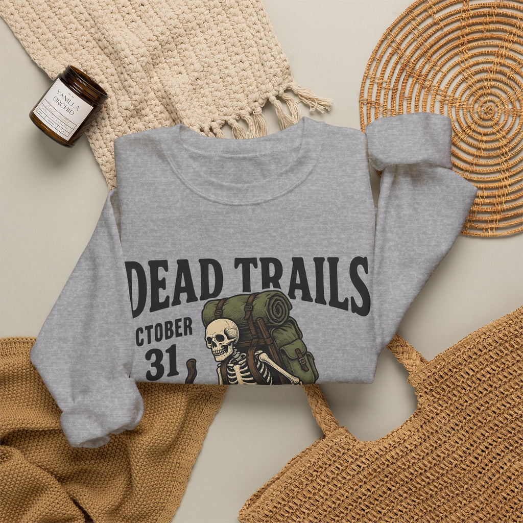 Skull Backpacker Sweatshirt Halloween Outdoors Gift Women Rustic Sweatshirt Backpacker Sweatshirt Horror Fan Spooky Sweatshirt Adventure Graphic Classic