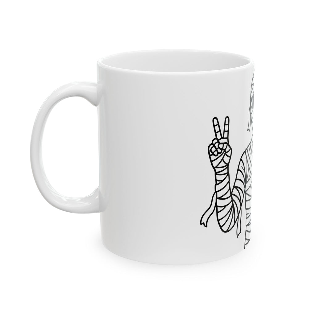 Mummy Boombox Halloween Audio Gift Sketch Wrapped Mummy Horror Fan Monster Drawing Old Mug