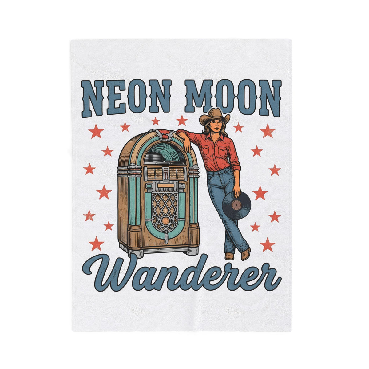 Western Jukebox Blanket Cowgirl Southern Gift Women Antique Blanket Jukebox Blanket Cowgirl Fan Vintage Blanket Dixie Graphic Old School Star