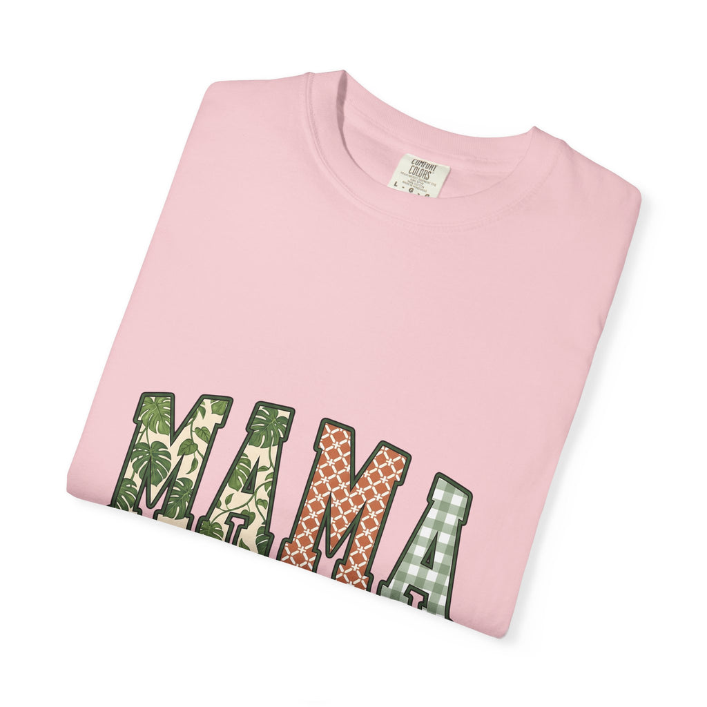 Patterned Letter Patches T-Shirt Moms Clan Gift Women Cabin T-Shirt Lettering T-Shirt Motherhood Enthusiast Rustic T-Shirt Tribe Graphic Country