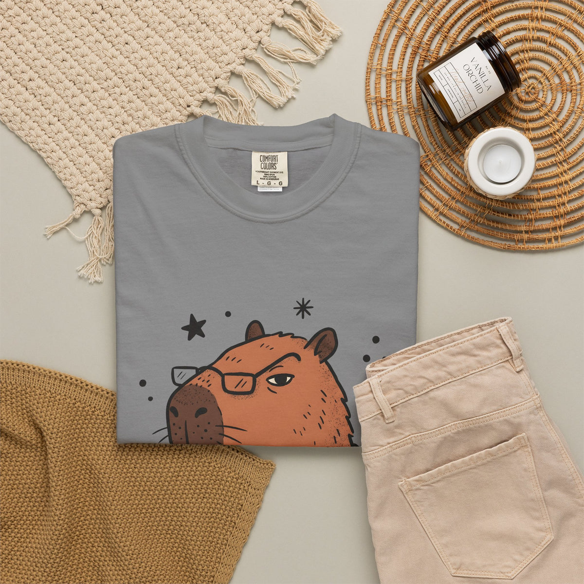Capybara Specs T-Shirt Funny Fauna Gift Women Caricature T-Shirt Rodent T-Shirt Humor Fan Cartoon T-Shirt Wildlife Graphic Line Art Jumper T-Shirt