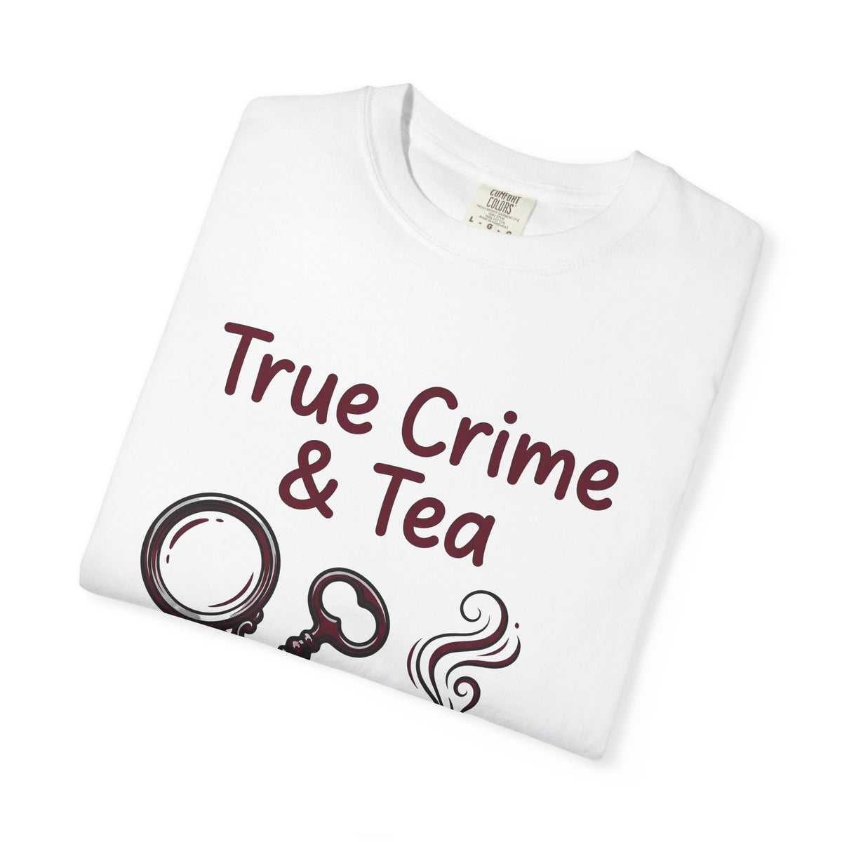 Teacup T-Shirt Drinks Suspense Gift Women Line Art T-Shirt Teapot T-Shirt Beverage Fan Illustration Graphic Mystery Cartoon Magnifier T-Shirt