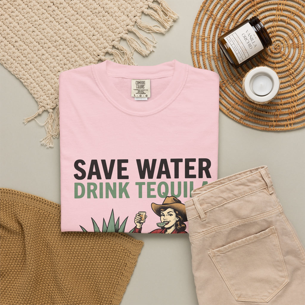Cowgirl Graphic T-Shirt Cowgirl Tequila Gift Women Vintage T-Shirt Western T-Shirt Cowboy Fan Retro T-Shirt Spirits Graphic Tequila Illustration
