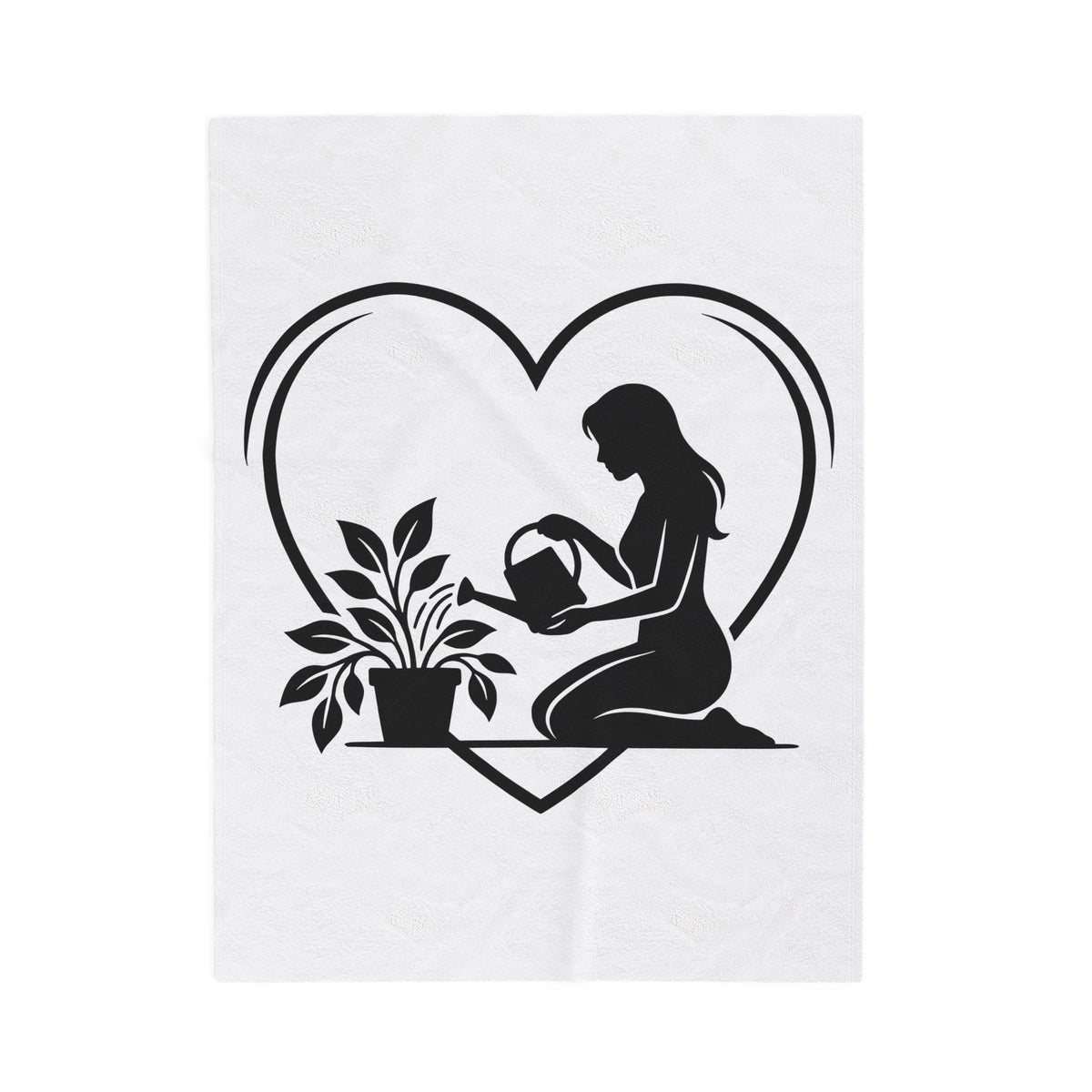Girl Watering Flower Blanket Moms Plants Gift Women Outline Blanket Gardener Blanket Motherhood Enthusiast Sketch Blanket Botanical Graphic Modern