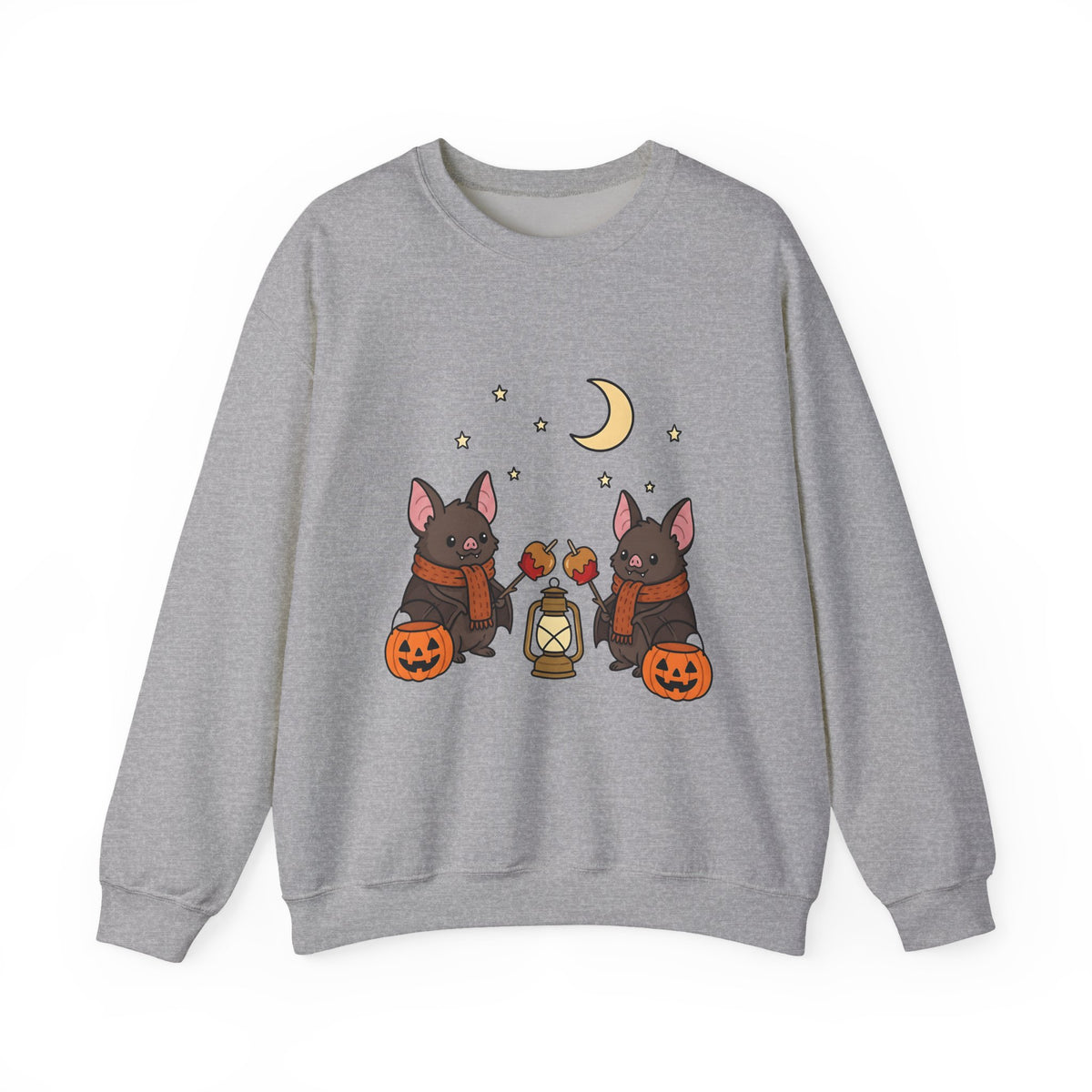 Bat Drawing Sweatshirt Halloween Creatures Gift Women Charming Sweatshirt Bat Sweatshirt Spooky Fan Cartoon Sweatshirt Monster Graphic Animated Gourd Sweatshirt