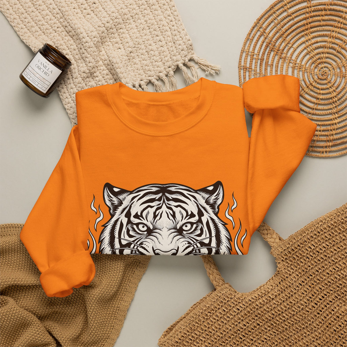 Tiger Face Sweatshirt Tiger Wildlife Gift Women Tribal Sweatshirt Tiger Sweatshirt Tiger Fan Big Cat Graphic Retro Fire Sweatshirt