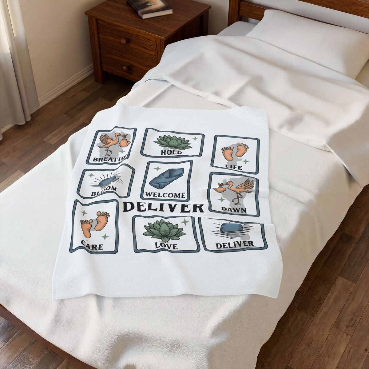Wading Bird Baby Blanket Nurses Maternity Gift Women Classic Blanket Heron Blanket Nurse Enthusiast Vintage Blanket Pregnancy Graphic Cartoon