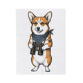 Corgi Puppy Blanket Dog Pets Gift Women Sketch Blanket Puppy Blanket Dog Fan Pup Drawing Pet Graphic Retro Spyglass Blanket
