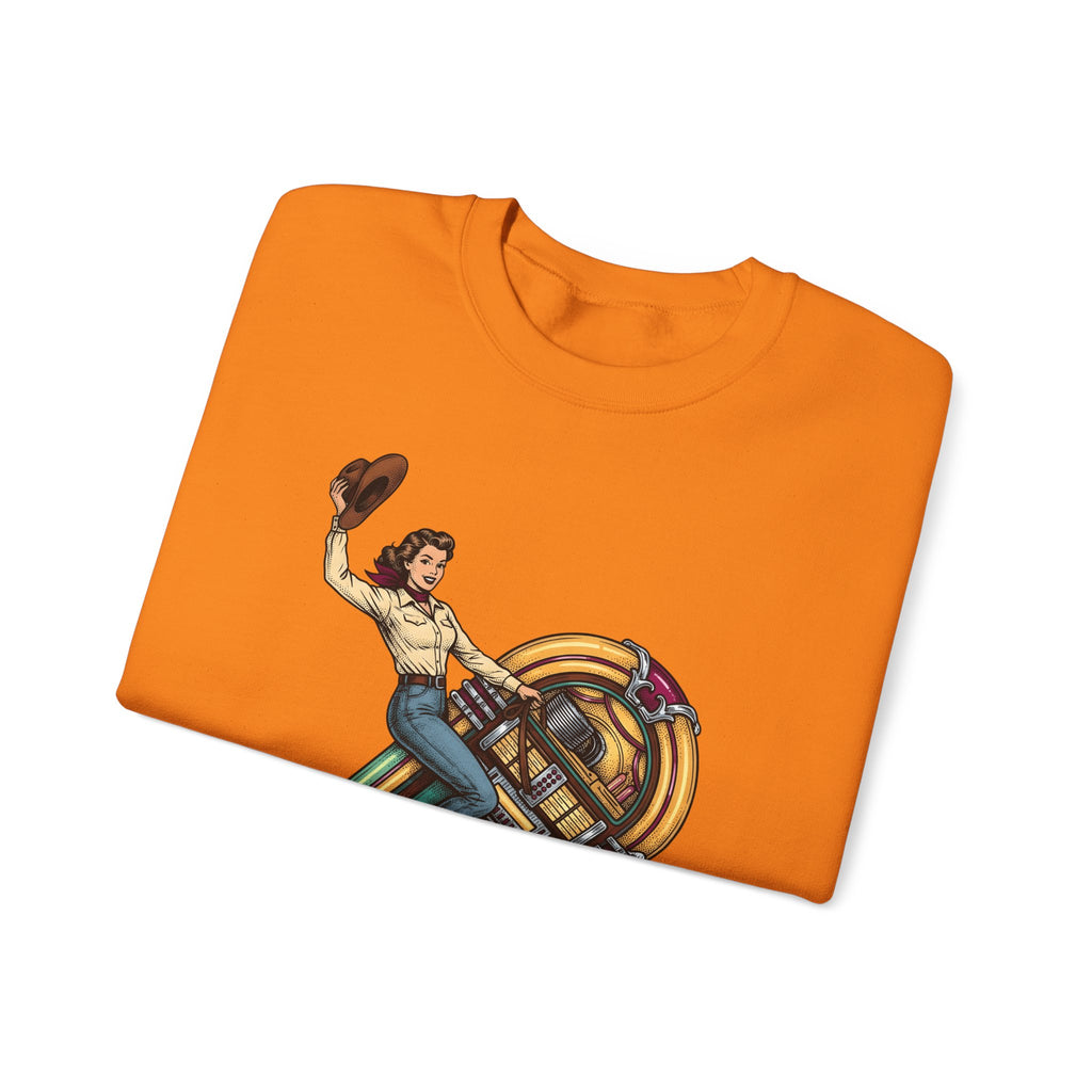 Cowgirl Jukebox Sweatshirt Cowgirl Audio Gift Women Farmhouse Sweatshirt Jukebox Sweatshirt Cowgirl Fan Rustic Sweatshirt Sound Graphic Mid Century Cowboy