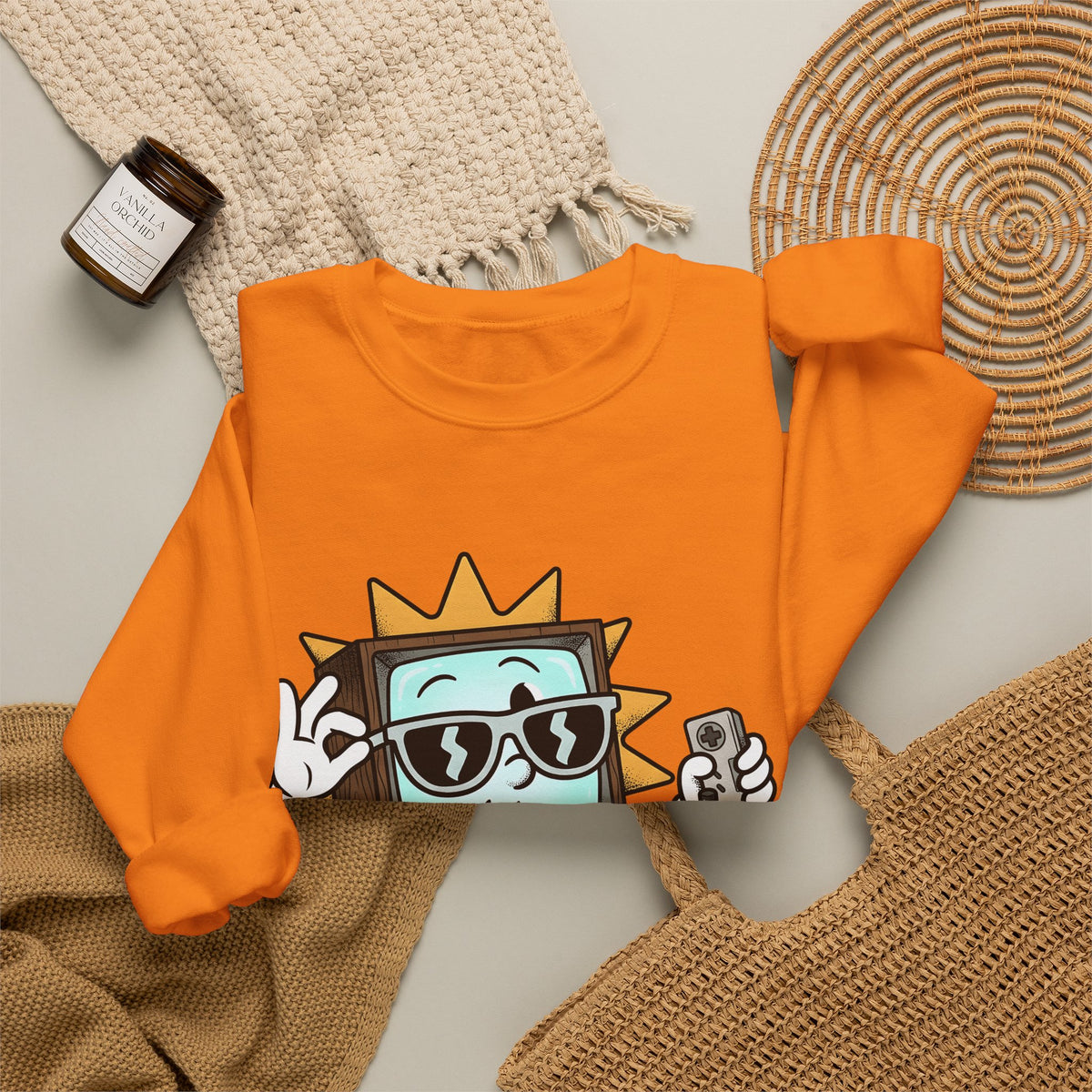 Vintage Tv Figure Sweatshirt Cute Console Gift Women Comic Sweatshirt Retro Tv Character Sweatshirt Adorable Fan Cartoon Sweatshirt Controller Graphic Classic