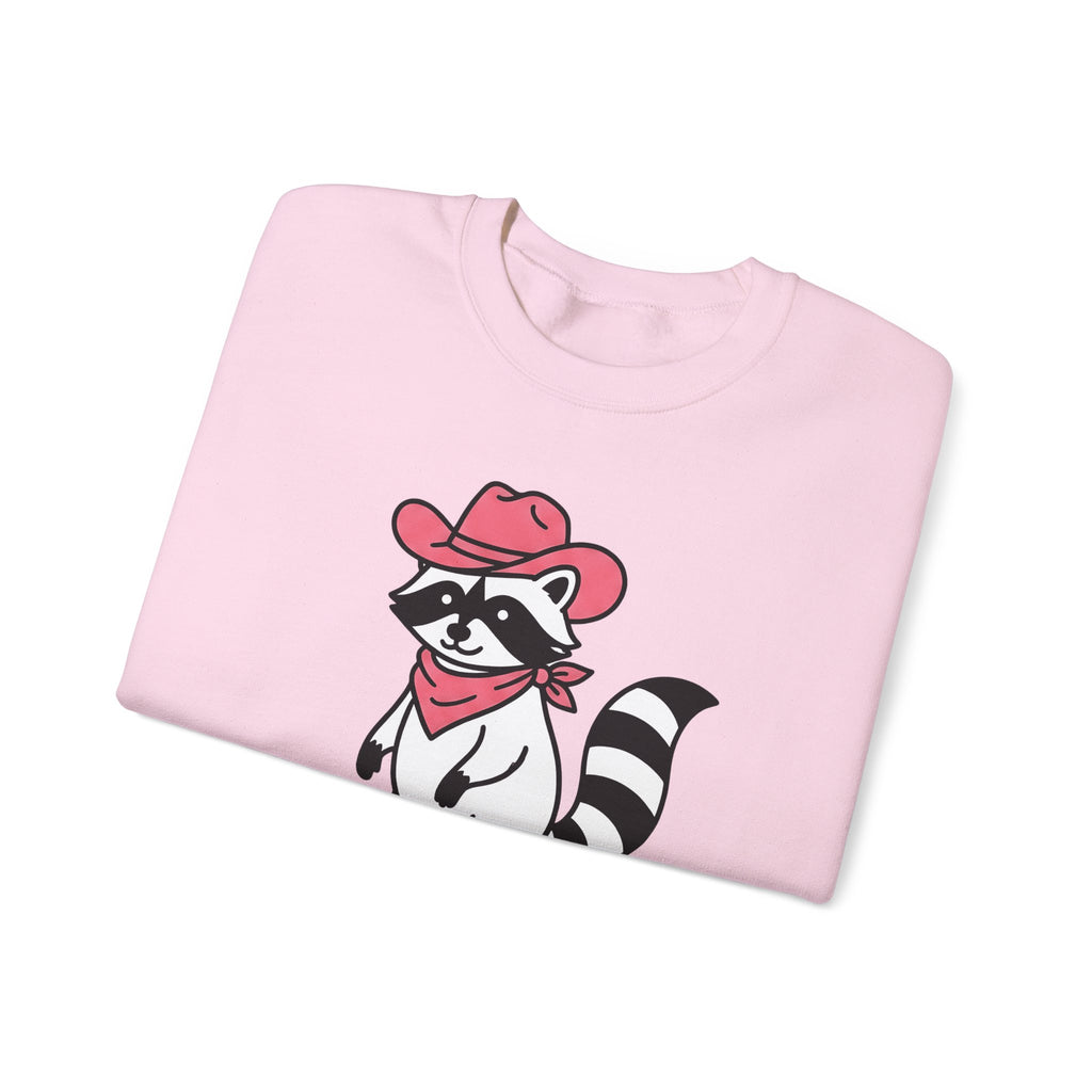 Raccoon Cowgirl Sweatshirt Cowgirl Pet Gift Women Cartoon Sweatshirt Raccoon Sweatshirt Cowgirl Fan Cartoonish Sweatshirt Animal Graphic Sketch Cowboy Hat