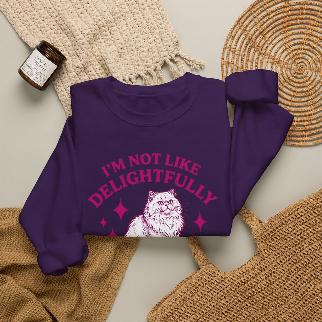 Furry Cat Sweatshirt Funny Animal Gift Women Classic Sweatshirt Kitten Sweatshirt Humor Fan Cartoon Sweatshirt Creature Graphic Doodle Throw Sweatshirt Sweatshirt