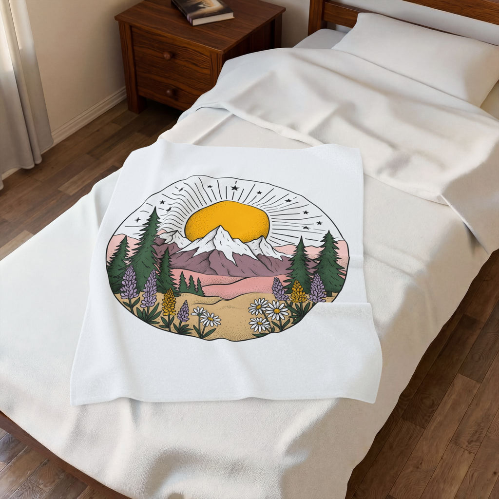 Mountain Scenery Blanket Nature Camping Gift Women Rustic Blanket Landscape Blanket Outdoors Enthusiast Distressed Blanket Outdoor Graphic Vintage