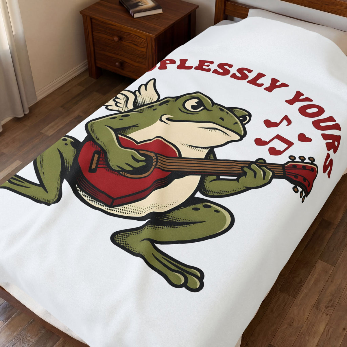 Wings Frog Guitar Blanket St. Valentine's Day Pets Gift Women Sketch Blanket Guitarist Blanket Valentine Fan Doodle Blanket Animal Graphic Old