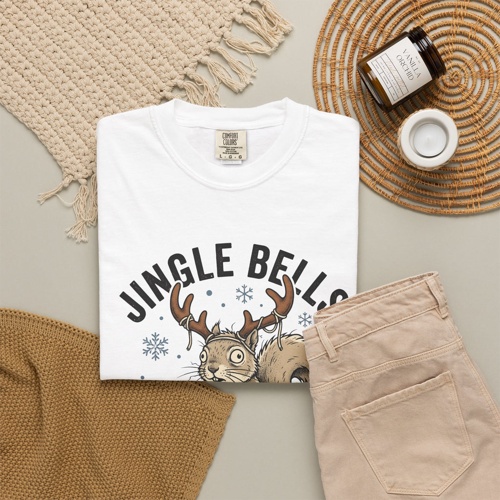 Tree Squirrel Coffee T-Shirt Christmas Fauna Gift Women Line Art T-Shirt Squirrel Coffee T-Shirt Xmas Fan Squirrel Illustration Wildlife Graphic