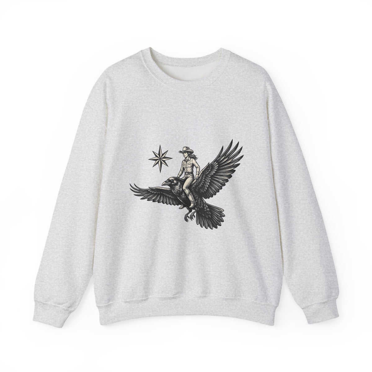 Cowgirl On Raven Cowgirl Travel Gift Country Horsewoman Cowboy Fan Rustic Adventure Retro Sweatshirt