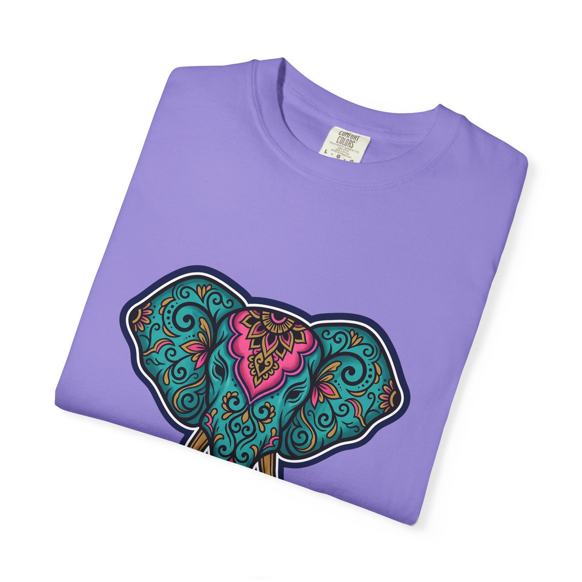 Elephant Head T-Shirt Boho Animal Gift Women Boho T-Shirt Pachyderm T-Shirt Hippie Fan Boho Chic T-Shirt Wildlife Graphic Mandala Floral Pattern