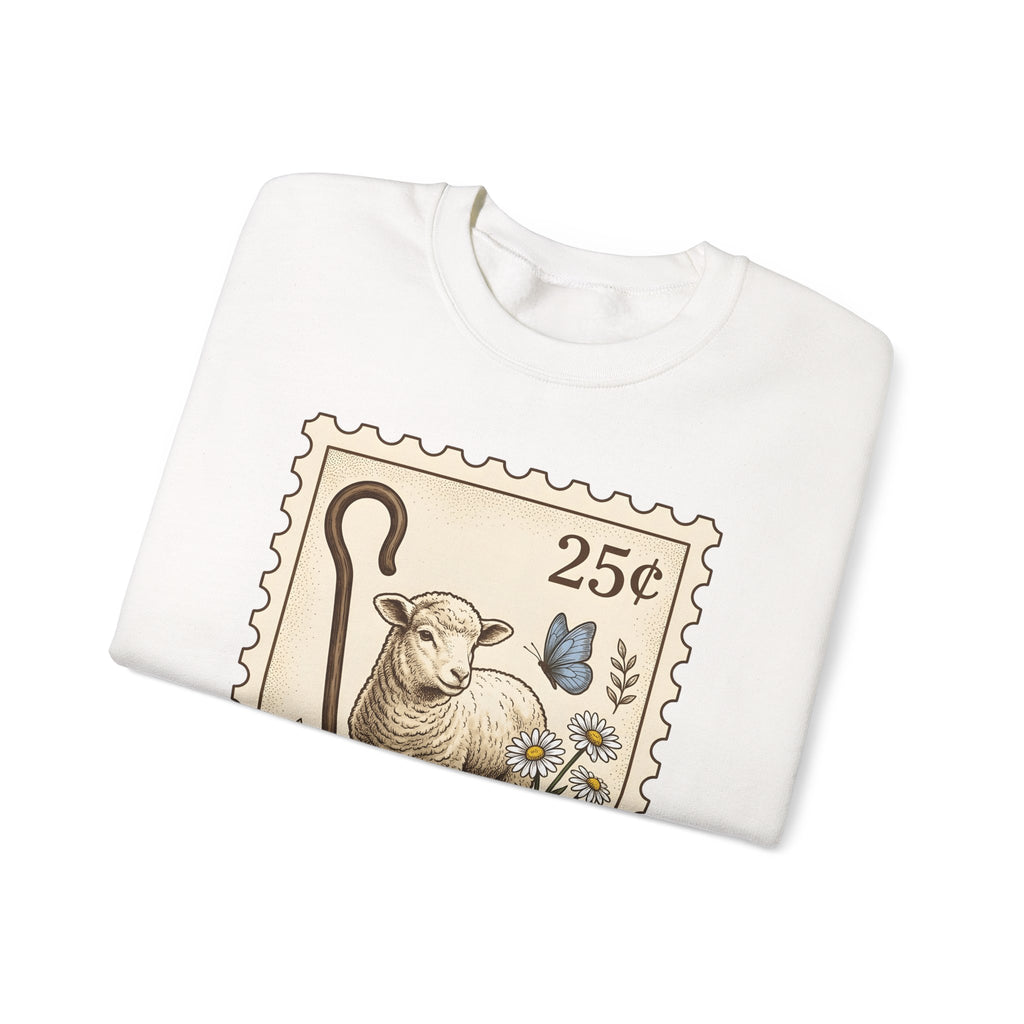 Lamb Drawing Sweatshirt Easter Farmland Gift Women Rustic Sweatshirt Sheep Sweatshirt Spring Fan Country Sweatshirt Farm Graphic Doodle Field Flowers Sweatshirt