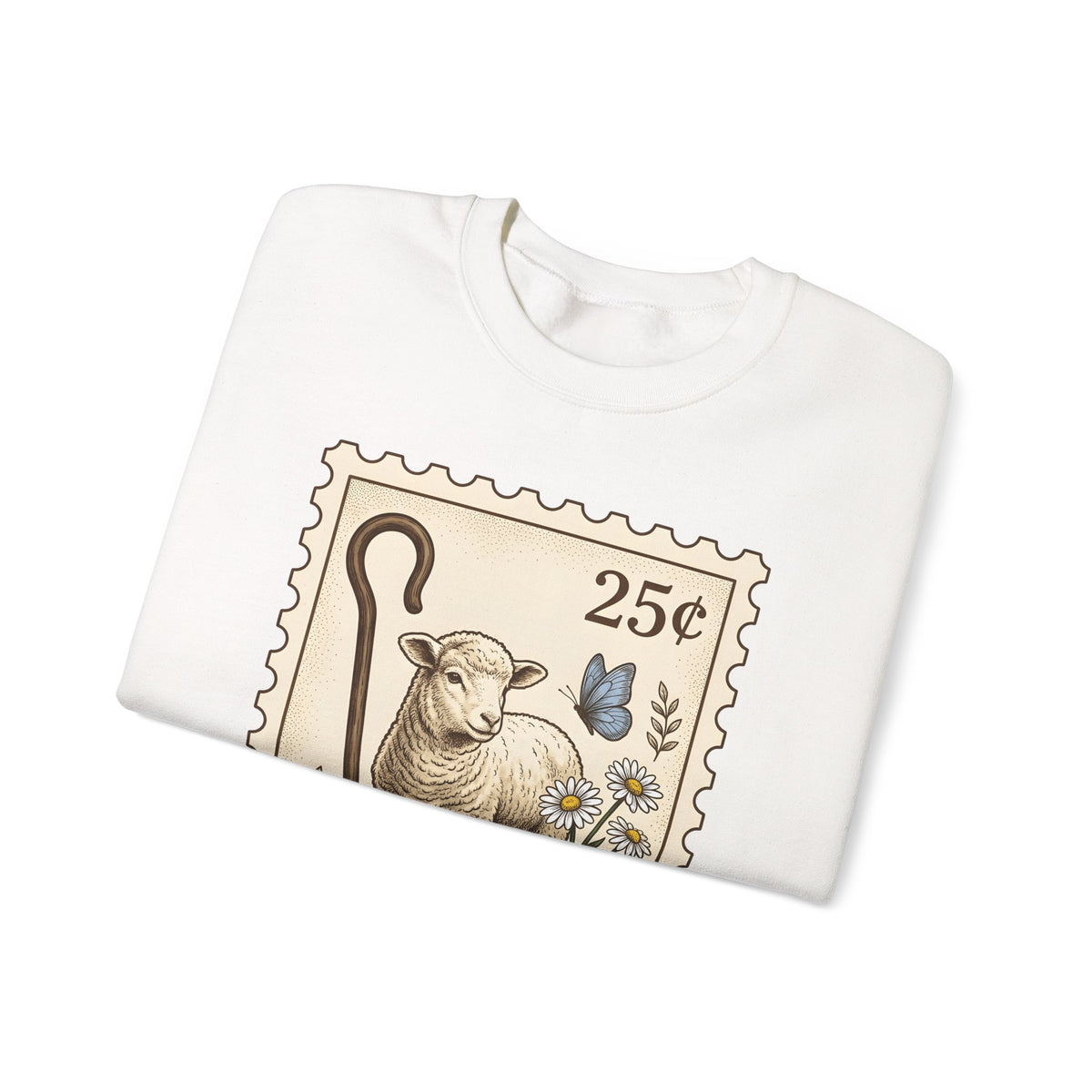 Lamb Drawing Sweatshirt Easter Farmland Gift Women Rustic Sweatshirt Sheep Sweatshirt Spring Fan Country Sweatshirt Farm Graphic Doodle Field Flowers Sweatshirt