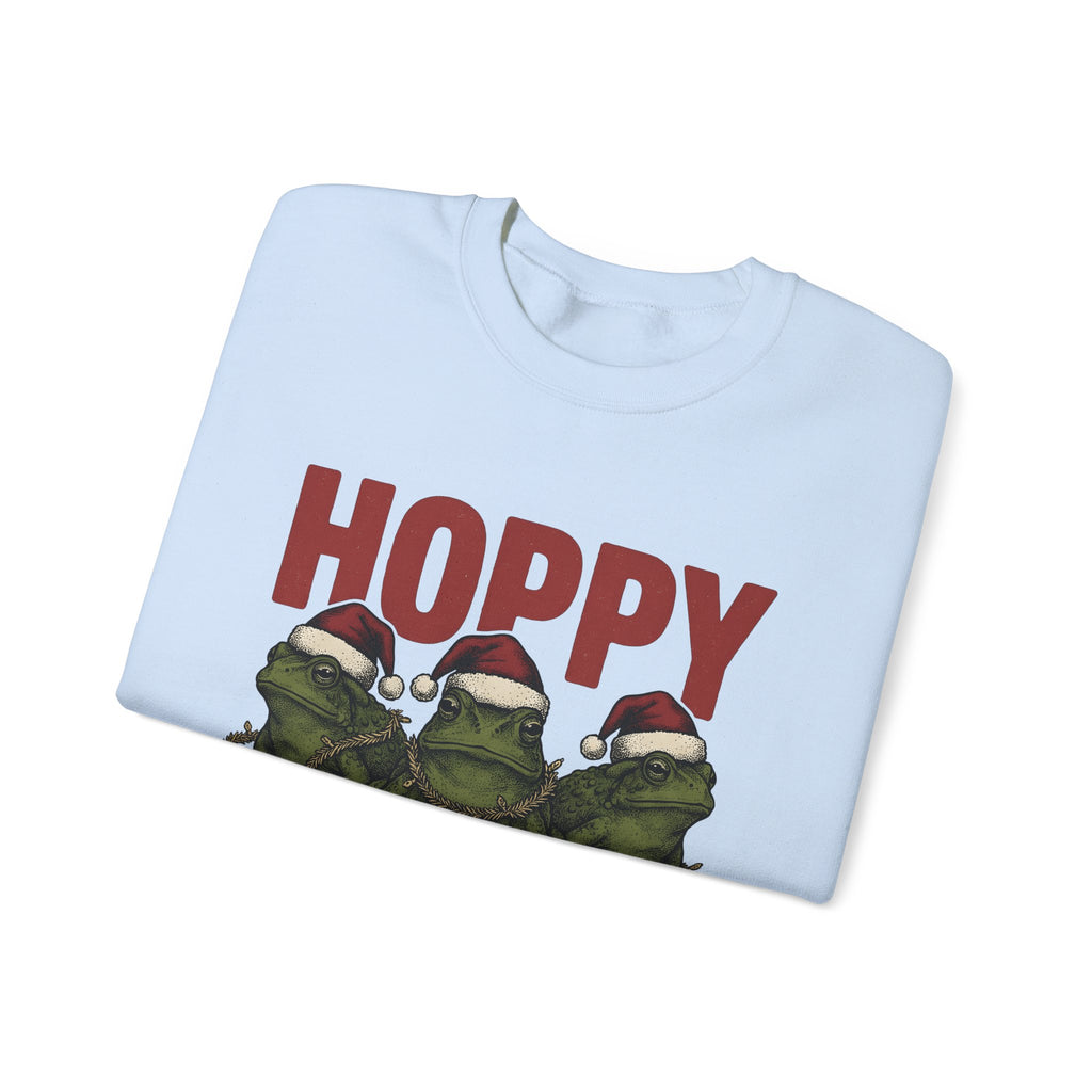 Frog Holiday Hats Christmas Wildlife Gift Hand Drawn Toad Xmas Fan Illustrated Animal Line Sweatshirt