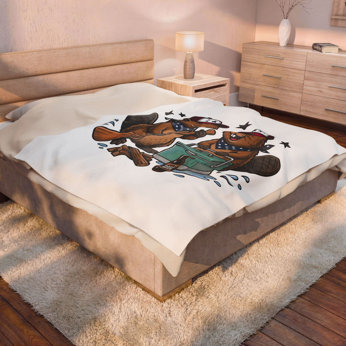 Beaver Pair Blanket Funny Outdoors Gift Women Comic Blanket Beaver Blanket Humor Fan Cartoon Blanket Adventure Graphic Retro Ice Chest Blanket