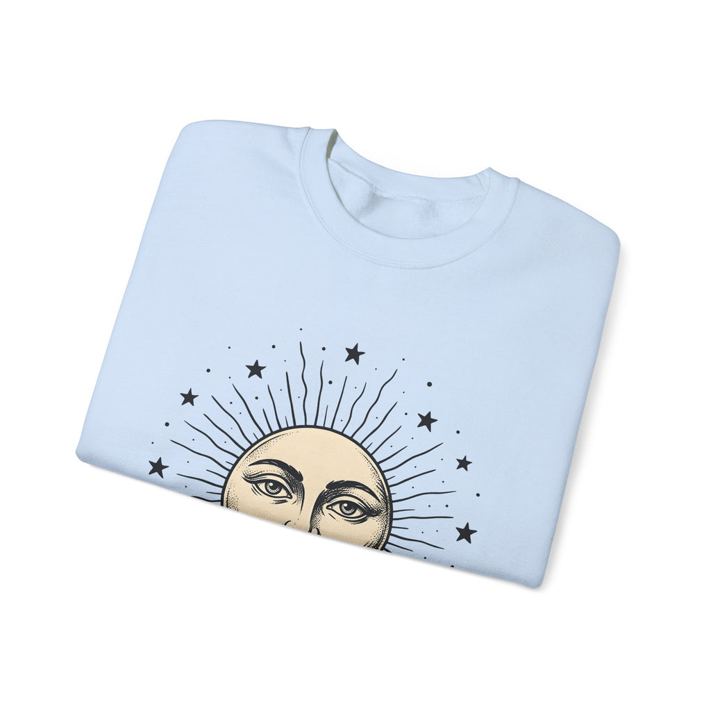 Sun Face Sweatshirt Boho Chic Space Gift Women Rustic Sweatshirt Sun Sweatshirt Hippie Fan Bohemian Sweatshirt Galaxy Graphic Line Art Stars Sweatshirt