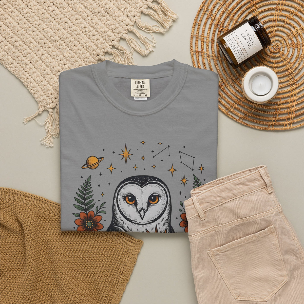 Owl Sun Boho Chic Nature Gift Boho Hoot Bohemian Fan Hippie Environmental Vintage Floral T-Shirt