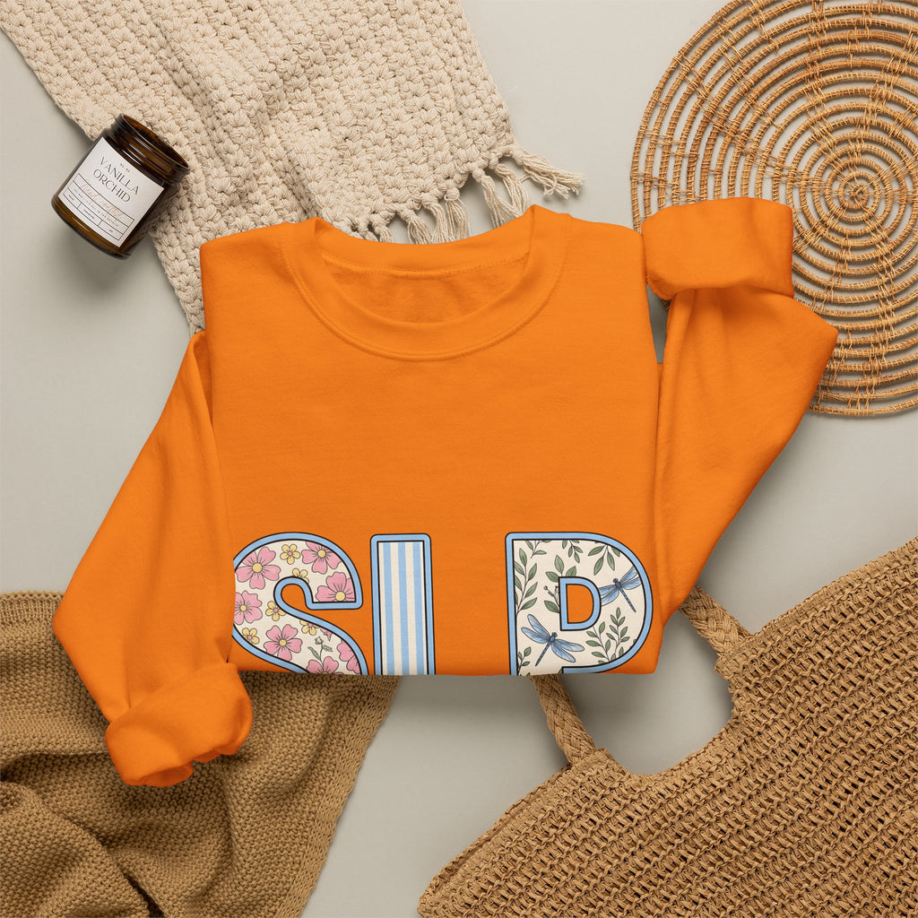 Floral Dragonfly Monogram Sweatshirt Speech Therapist Educator Gift Women Whimsical Sweatshirt Monogram Sweatshirt Speech Pathology Enthusiast Whimsy