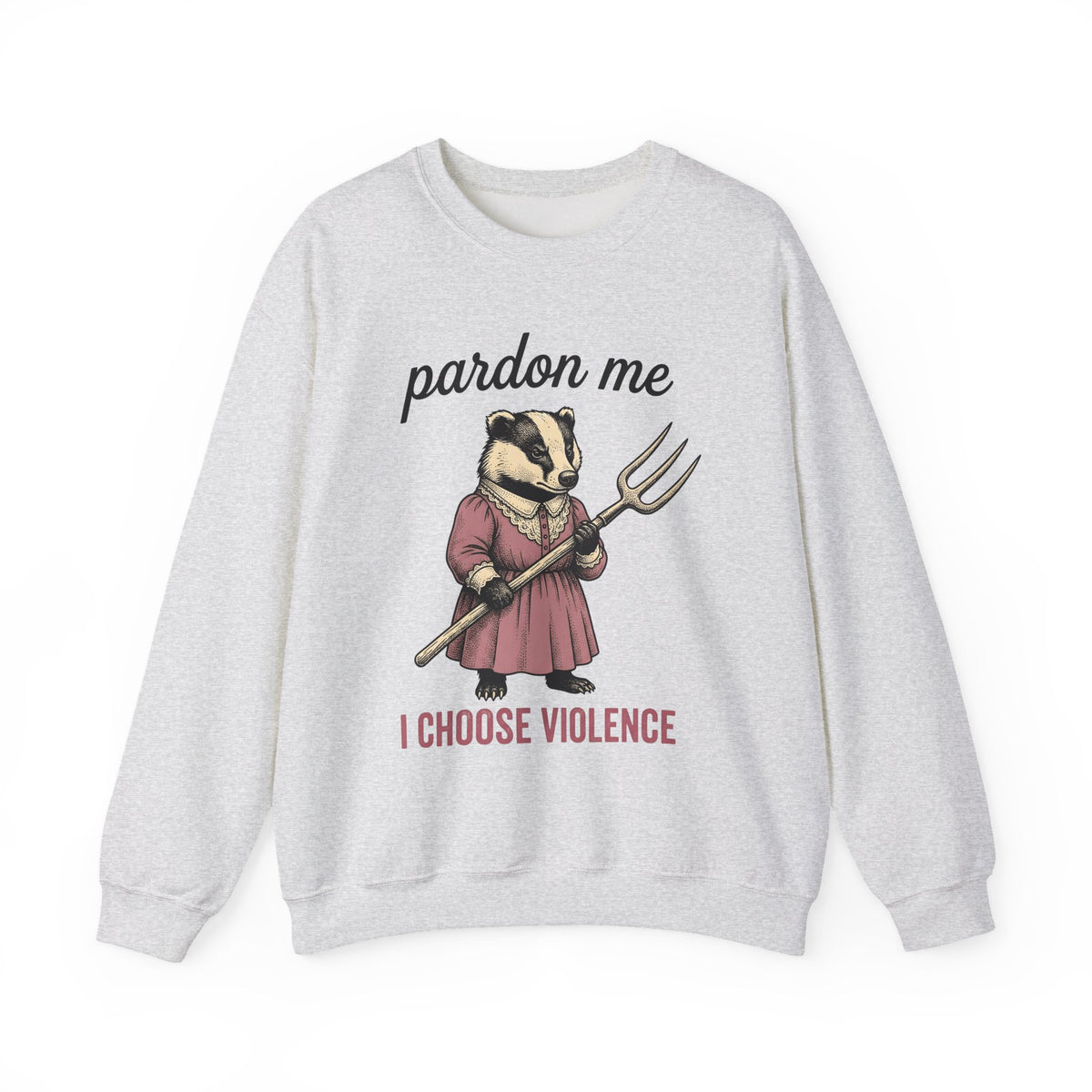 Badger Attire Sweatshirt Funny Critter Gift Women Rustic Sweatshirt Badger Sweatshirt Humor Fan Folk Sweatshirt Animal Graphic Doodle Fork Tool Sweatshirt