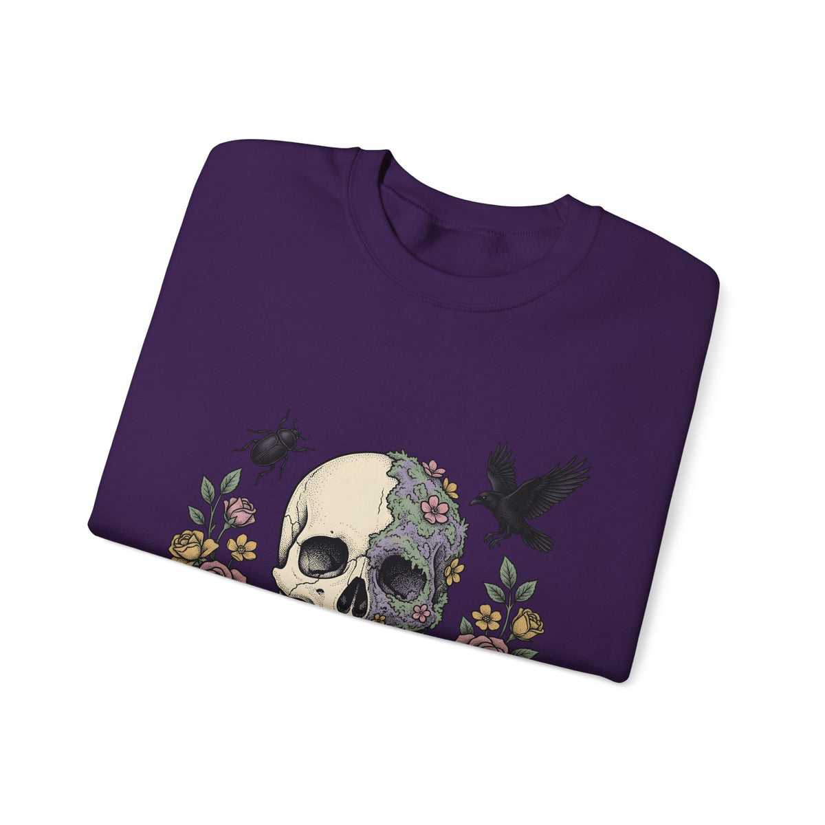 Bone Flower Halloween Occult Gift Neo Traditional Skeleton Horror Fan Tattoo Mystic Hand Drawn Sweatshirt