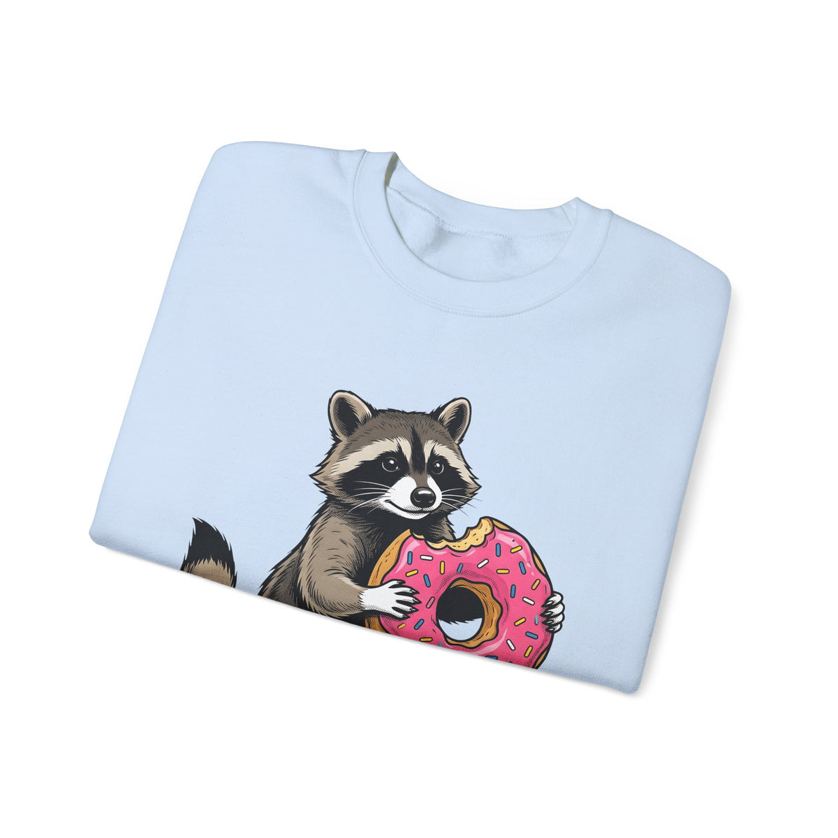 Raccoon Donut Desserts Animal Gift Cartoon Donut Pastry Fan Comic Wildlife Hand Drawn Sprinkles Sweatshirt