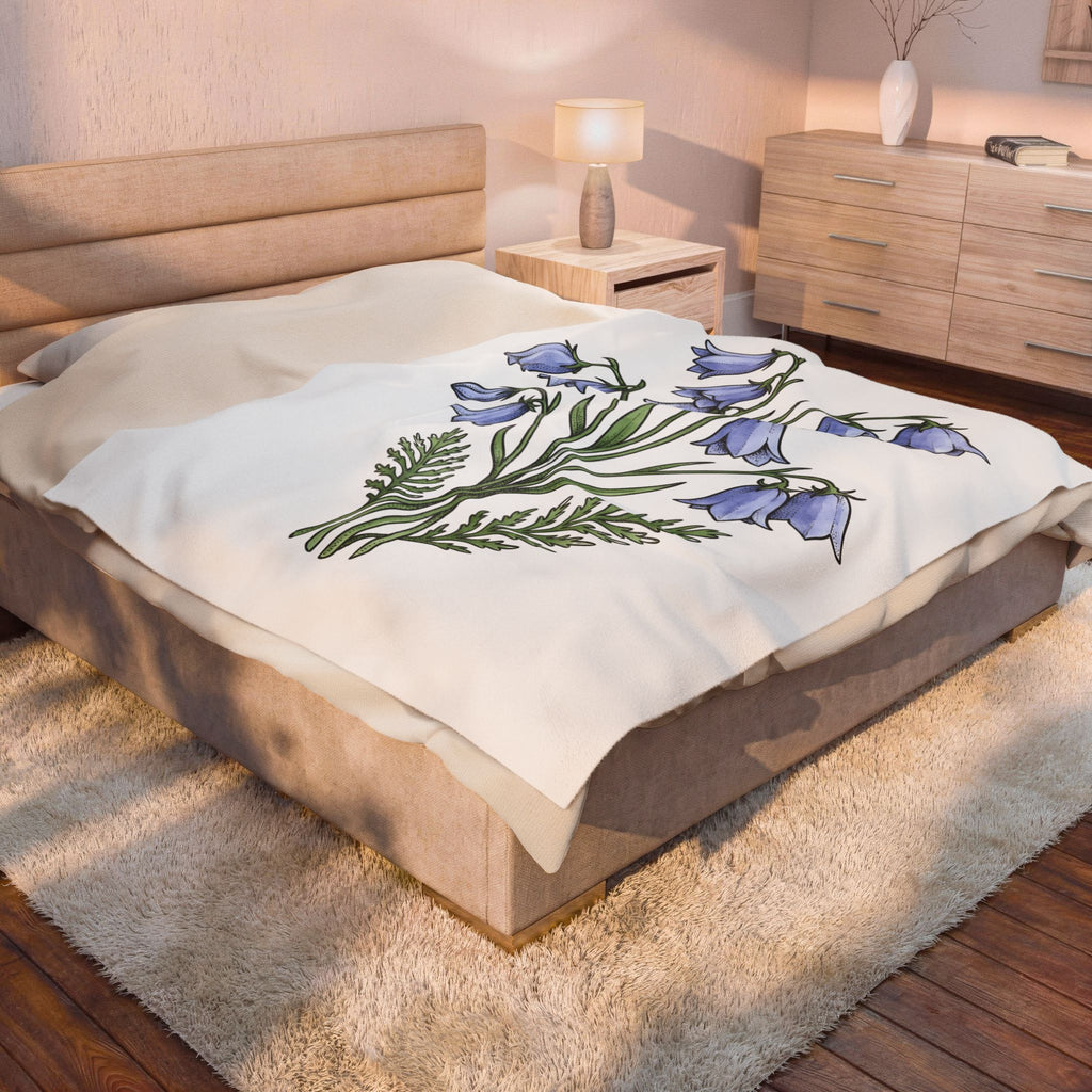 Bluebell Flower Blanket Boho Chic Floral Gift Women Botanical Blanket Harebell Blanket Bohemian Enthusiast Botanical Blanket Floral Graphic Vintage