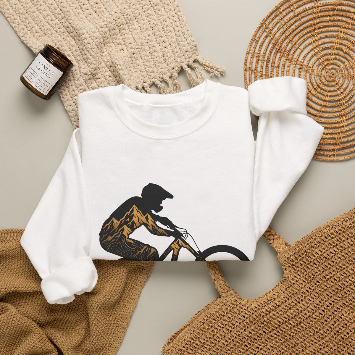 Bike Rider Sweatshirt Sports & Activities Camping Gift Women Exploration Sweatshirt Cyclist Sweatshirt Athlete Enthusiast Abstract Sweatshirt Outdoor Graphic