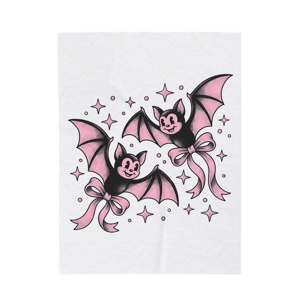 Sweet Bats Blanket Halloween Horror Gift Women Chibi Blanket Flying Fox Blanket Spooky Fan Creepy Blanket Horror Graphic Old School Hair Bows