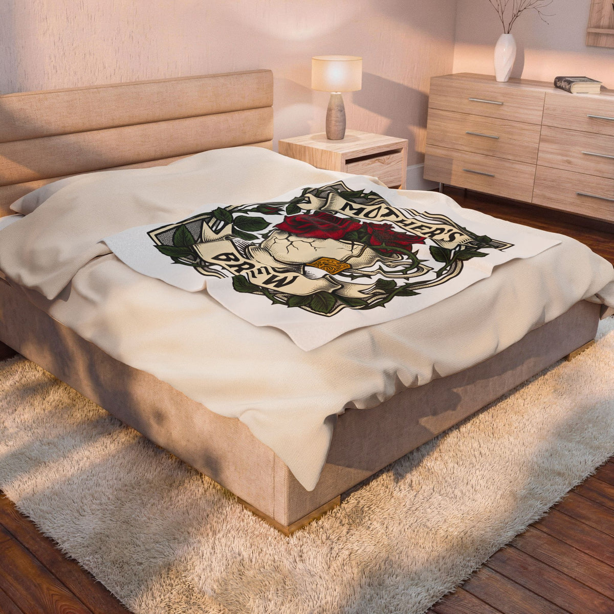 Teacup Blossoms Blanket Moms Bouquet Gift Women Hand Painted Blanket Flower Blanket Mother Fan Floral Blanket Floral Graphic Doodle Tea Sachet